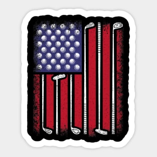 Funny Golf American Flag Golf Player Vintage Golfer Sticker